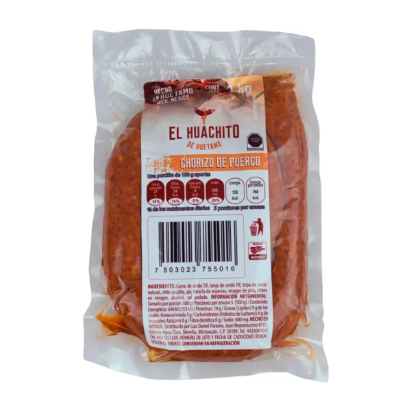 Chorizo De Puerco El Huachito Hecho en Huetamo 200 g - Image 2