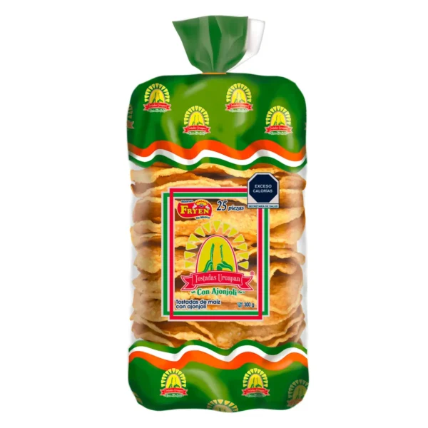 Tostadas Uruapan Botanas Fryen Tostadas de Maíz con Ajonjolí Bolsa con 25 piezas 300g