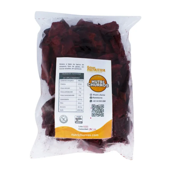 Botana a Base de Harina de Amaranto Libre de Gluten Nutri Churros Sabor Betabel