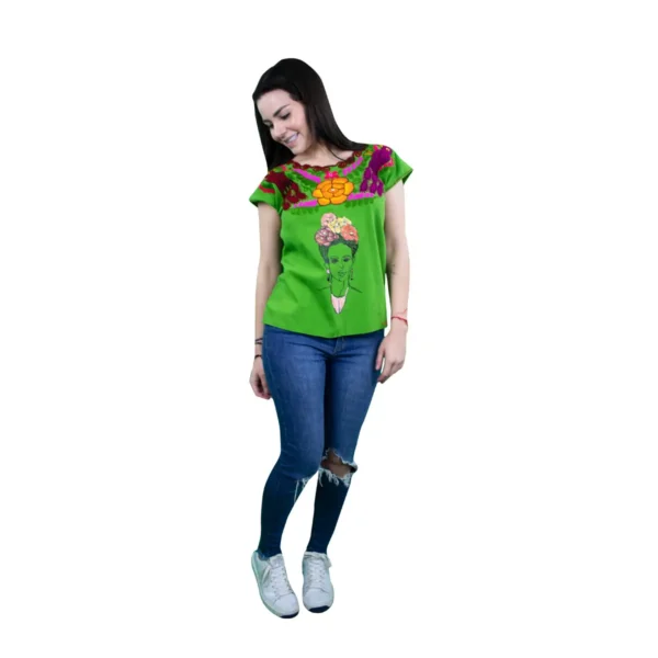 Blusa Bordada Frida Color Verde Aledra