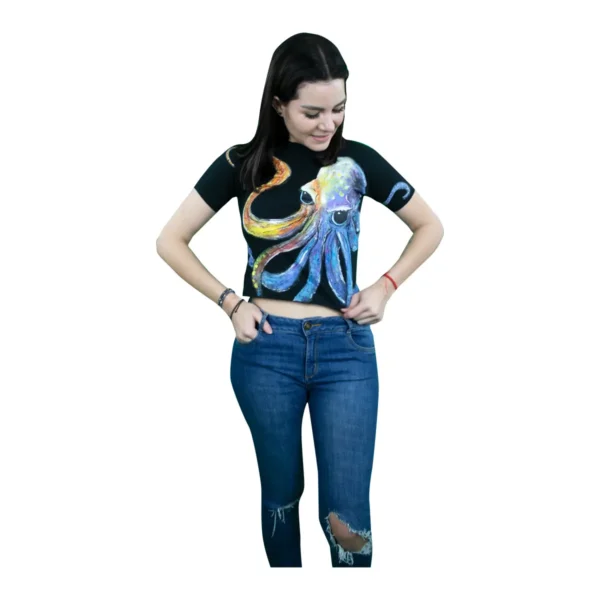 Playera Pulpo Color Negro Aledra
