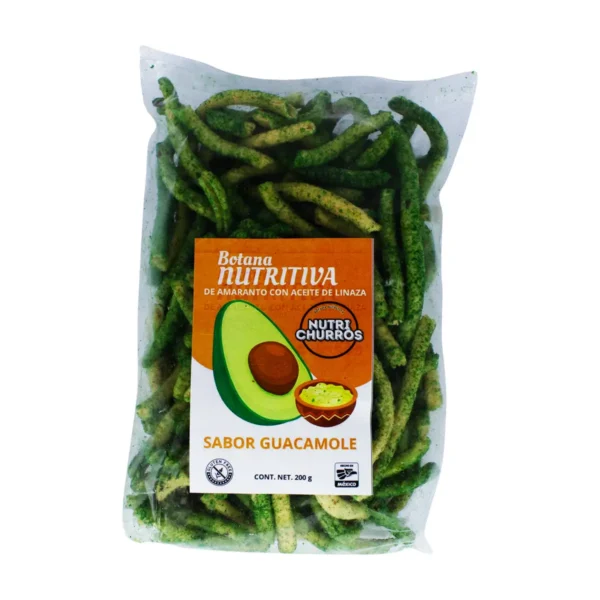 Botana Nutritiva de Amarando con Aceite de Linaza Nutri Churros Sabor Guacamole 200 g.
