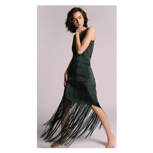 Vestido Verde con Barbas Aurea Bucio