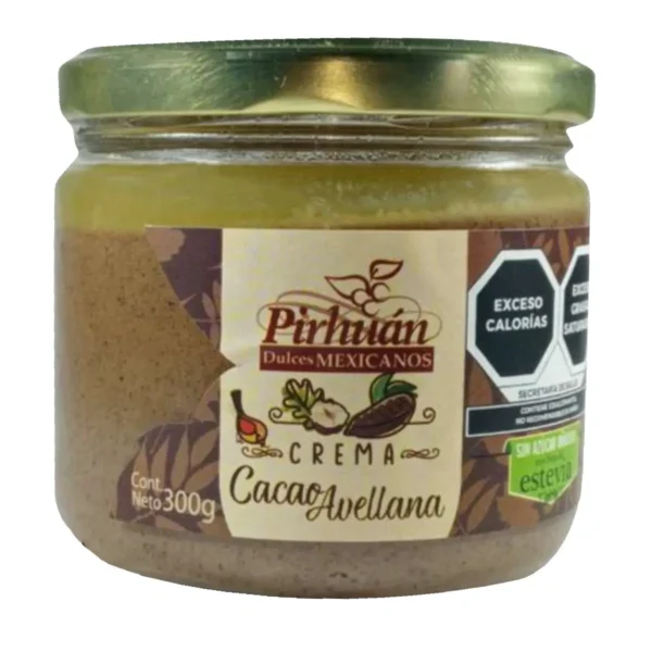 Crema de Cacao y Avellana sin Azúcar con Estevia  Pirhuan 300 g.