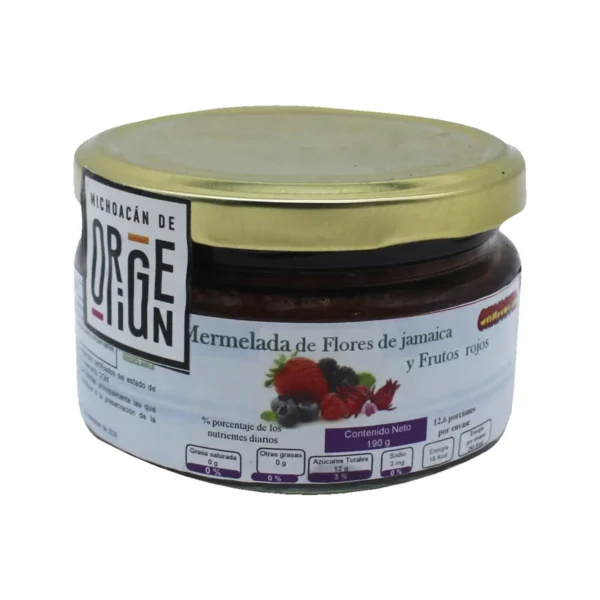 Mermelada de Flor de Jamaica y Frutos Rojos Chamoyca 190 ml.