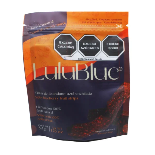 Tiritas de arándano azul enchilado LuluBlue 50 g.