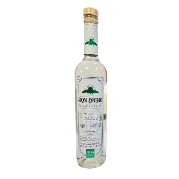 Mezcal Artesanal Joven Ensamble Cupreata Inaequidens Don Bicho 750 ml.
