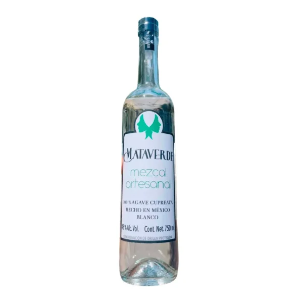 Mezcal Artesanal Blanco Mata Verde 100% Agave Cupreata 750 ml.
