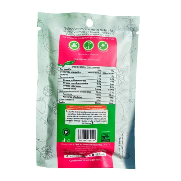 Piña Deshidratada J&P Foods 100 % Natural 50 g. – Michoacán de Origen