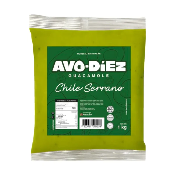 Guacamole Chile Serrano Avo-Diez 1 kg.